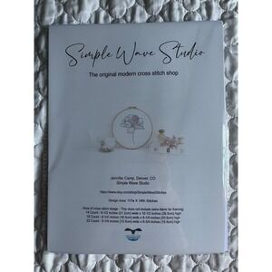 Modern Cross Stitch Kit Minimalist Floral Flower Line Art DMC Floss